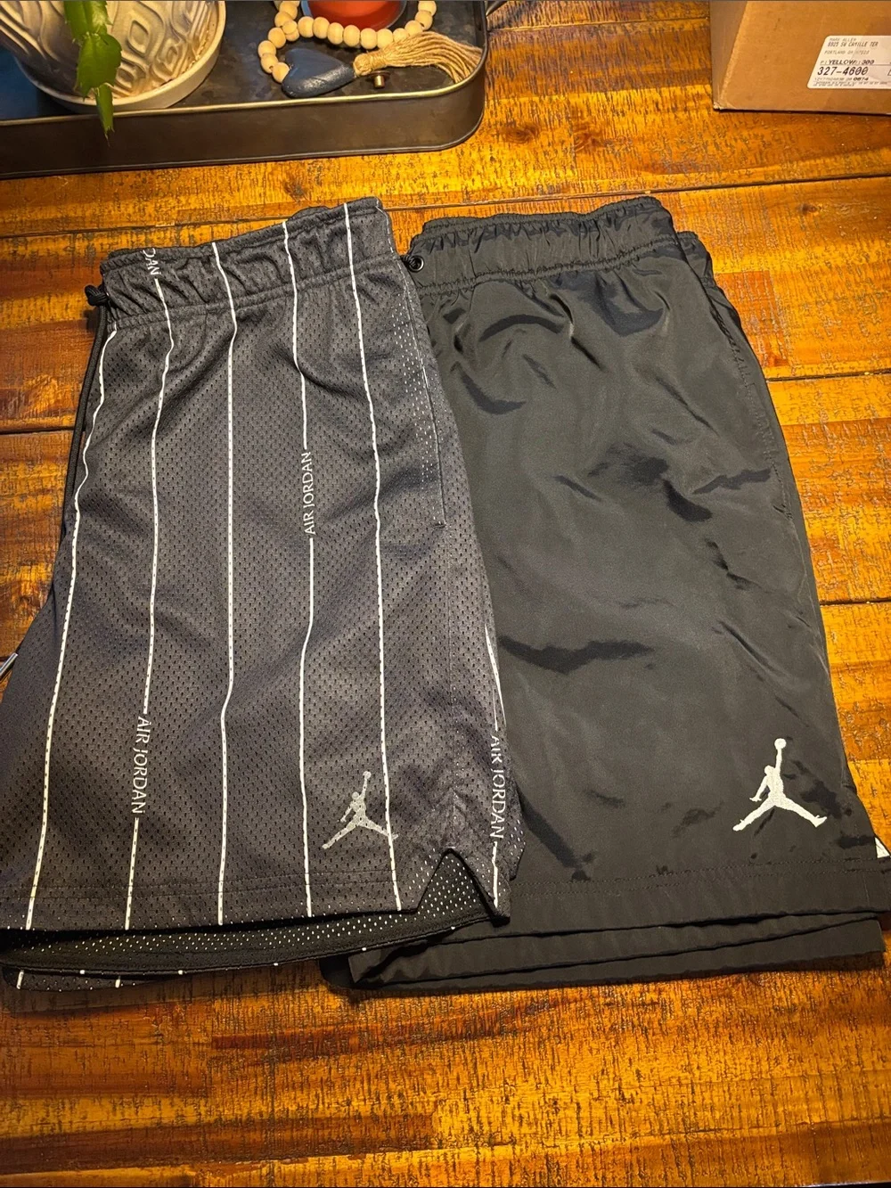 2 pair Jordan Black Men's Dual-Layer Athletic Shorts
